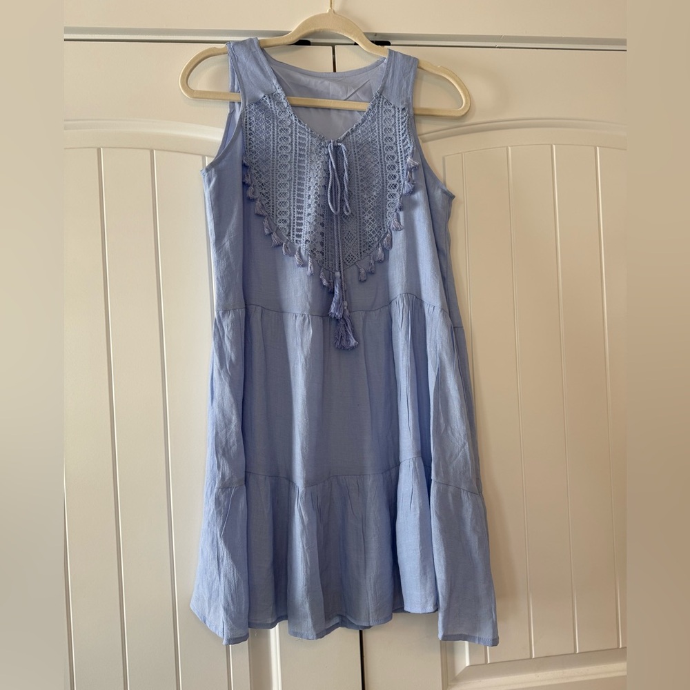 Periwinkle crochet embellished Viscose bohemian sundress size small